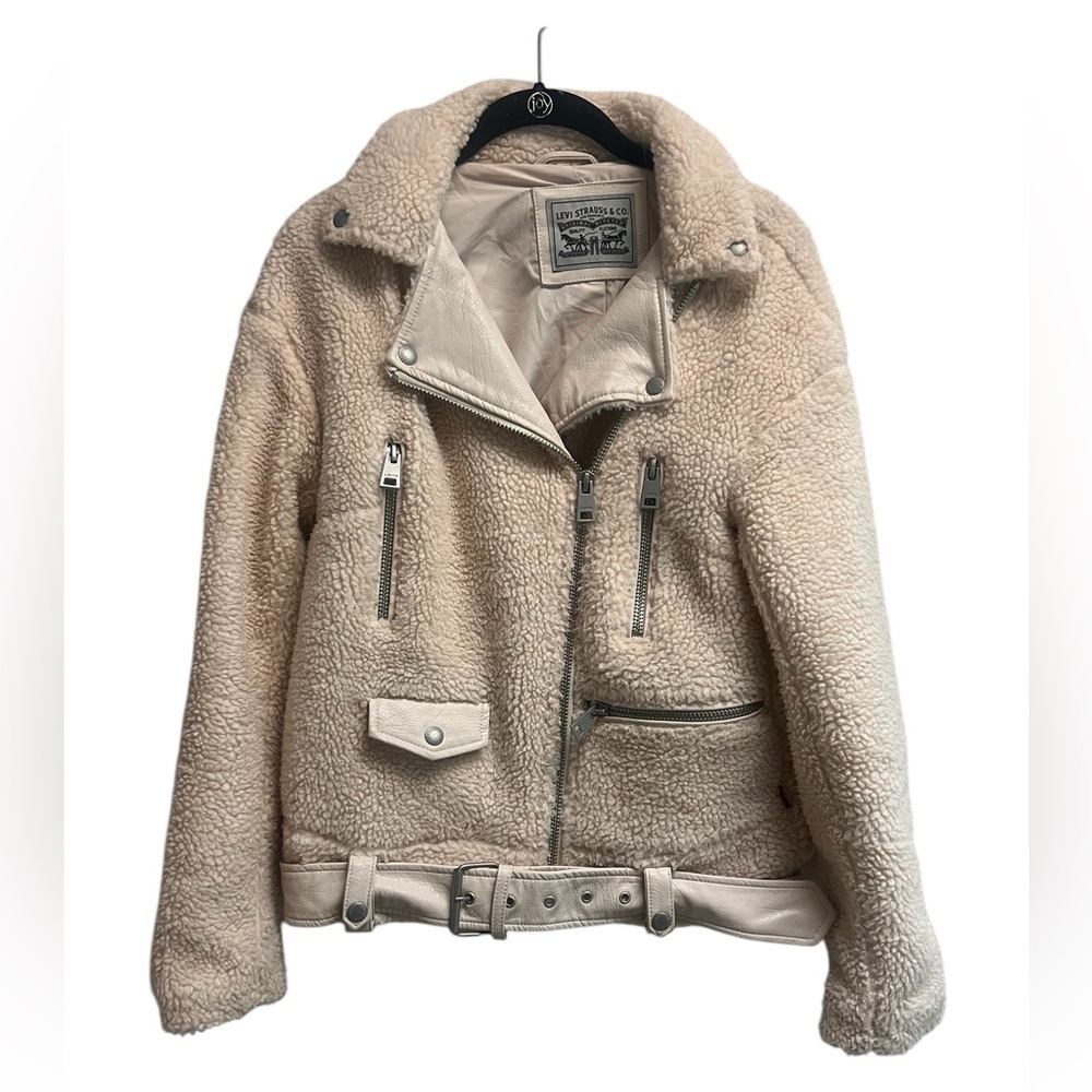 LEVI’S Women’s Cream Sherpa Moto Jacket - Size X-Small